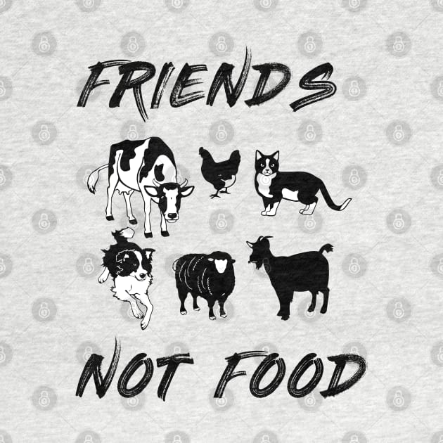 Friends Not Food - Vegetarian Vegan Farm Animals T-Shirt by hiswanderlife